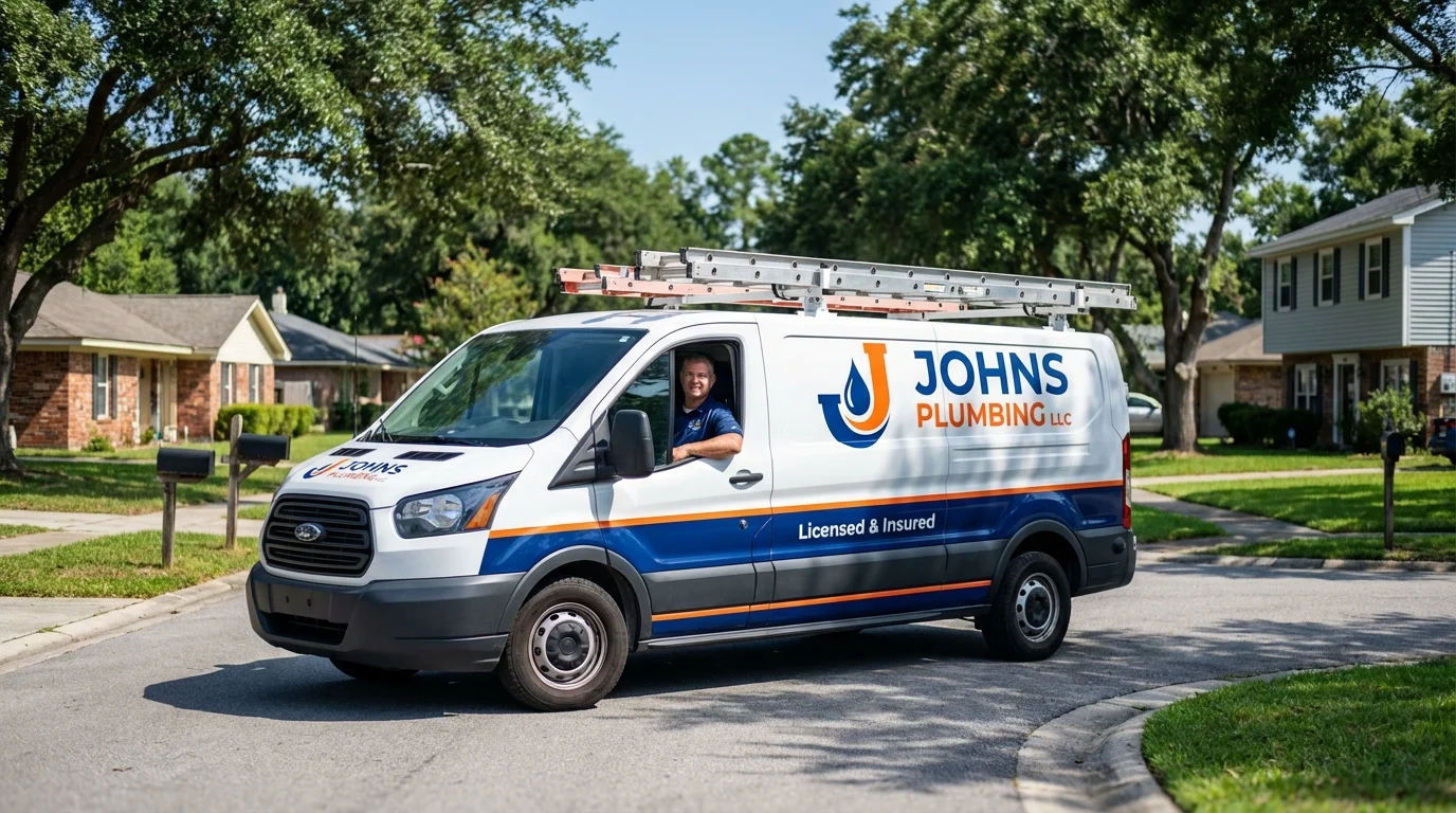 Johns Plumbing LLC service van in Bradenton Beach, FL