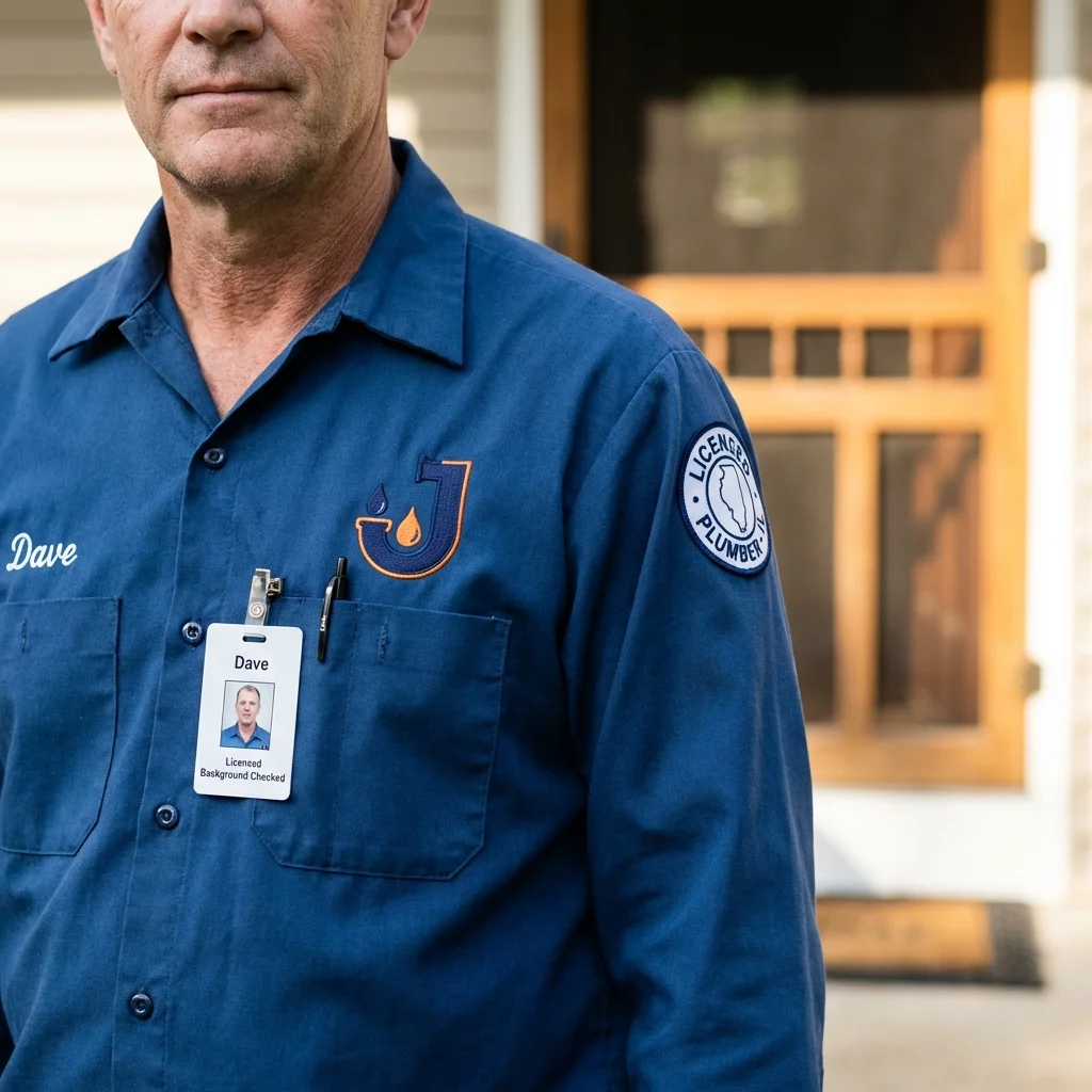Licensed plumber showing ID badge in Bradenton Beach, FL
