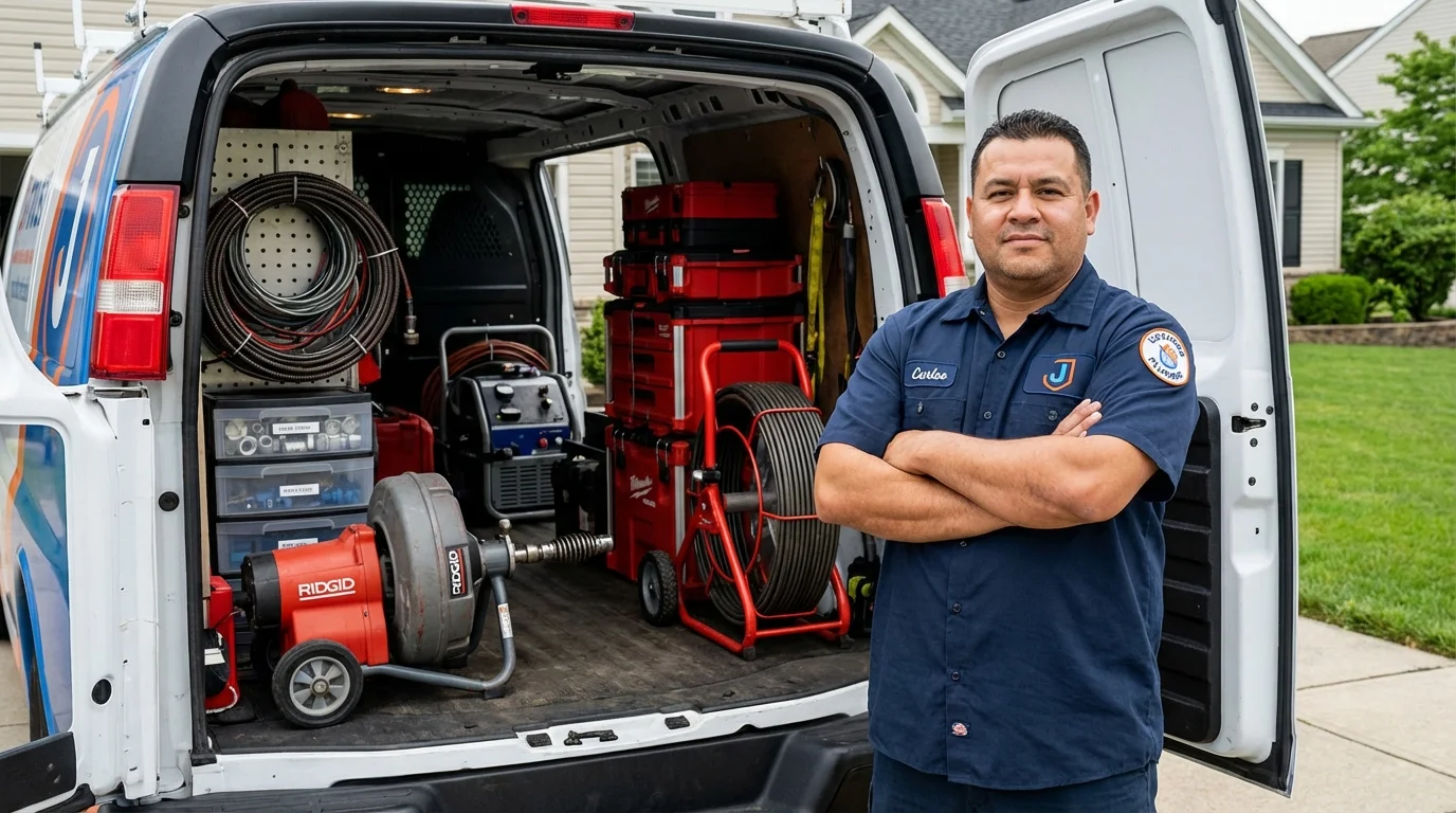 Professional drain cleaning equipment and Johns Plumbing LLC plumber in Bradenton Beach