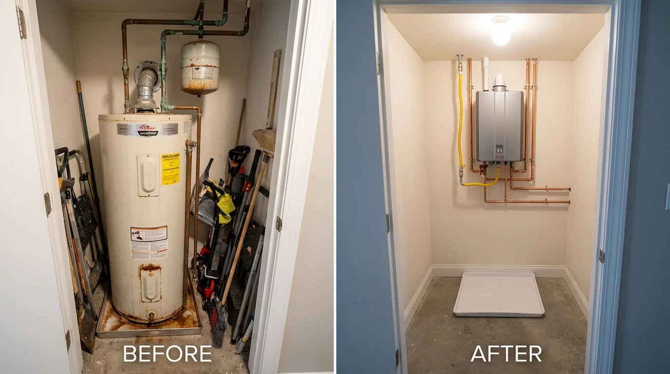 Tank water heater versus wall-mounted tankless unit comparison for Bradenton Beach, FL homeowners