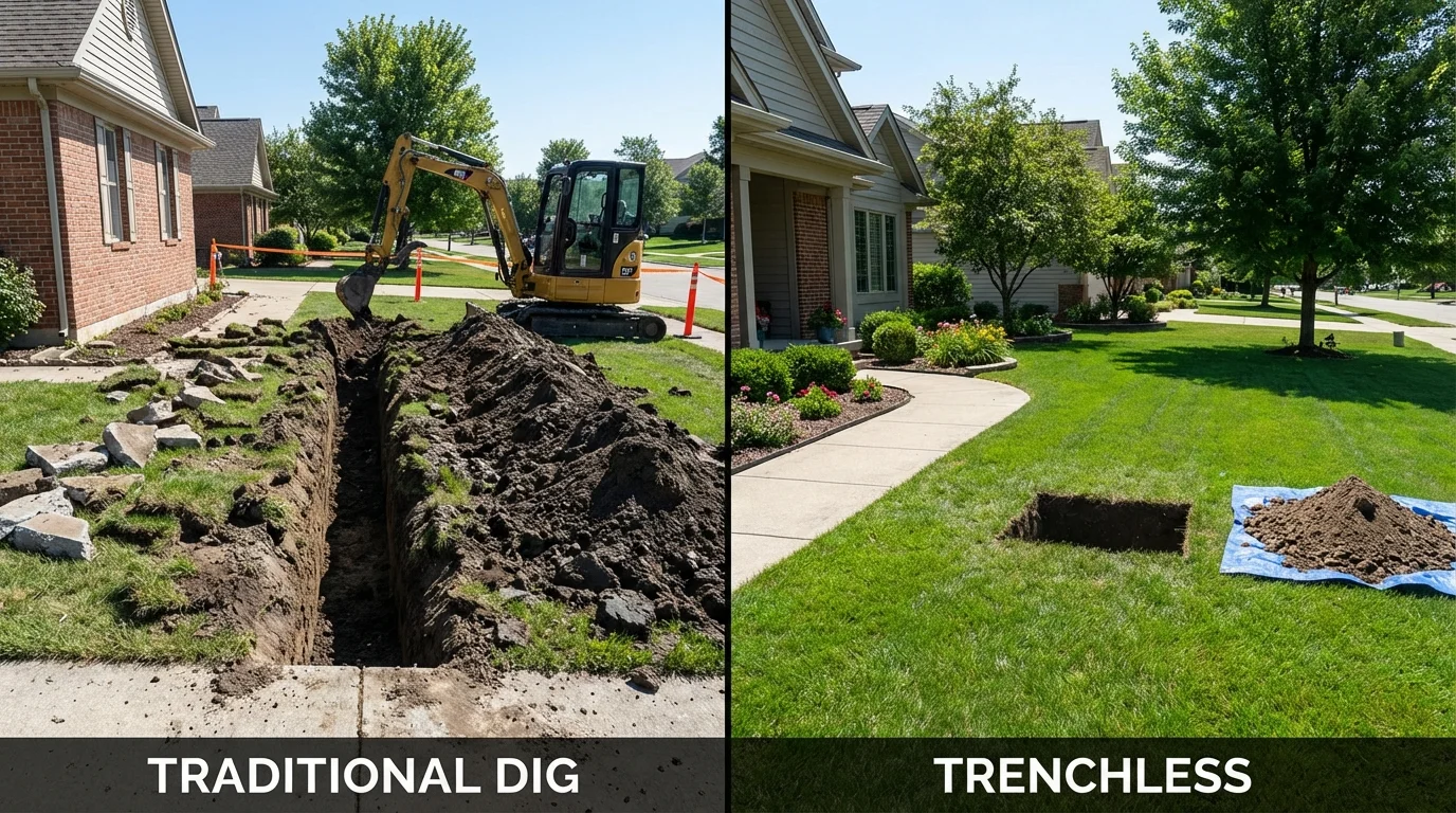 Trenchless sewer repair with minimal yard damage versus traditional excavation in Bradenton Beach, FL